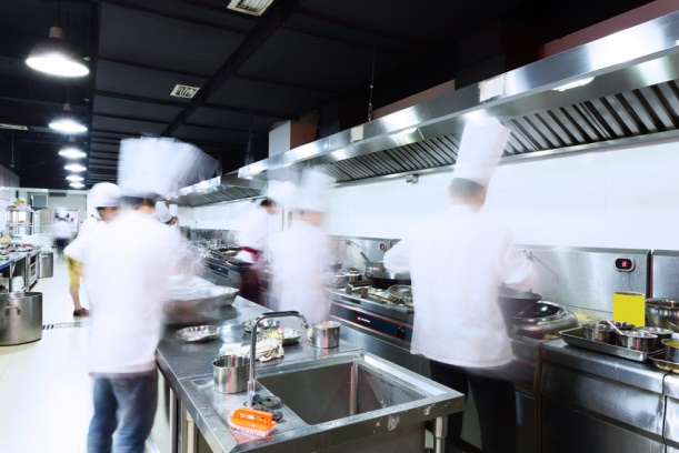 modern kitchen and busy chefs